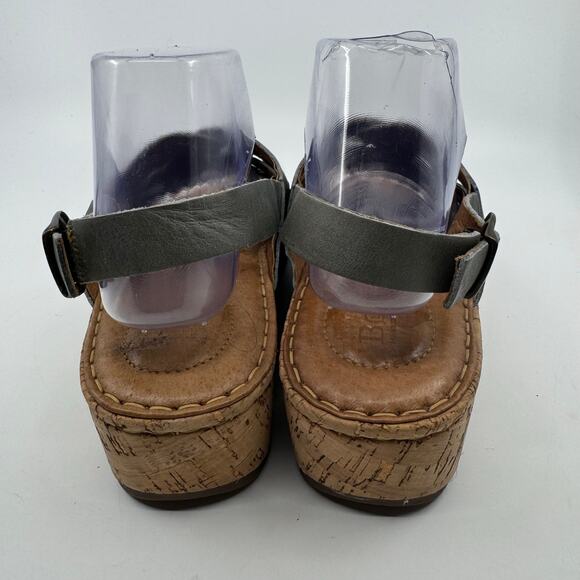Born Laila Leather Ankle Slingback Wedge Sandals Blue Gray Womens Size US 10M - Picture 7 of 10